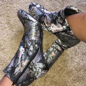 Wore once multi color floral bootie